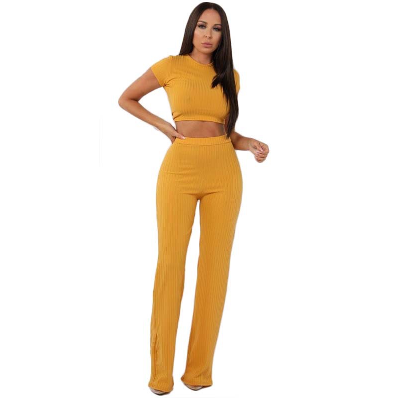 Conjunto informal sexy de dos piezas con camiseta y pantalones de pernera ancha
