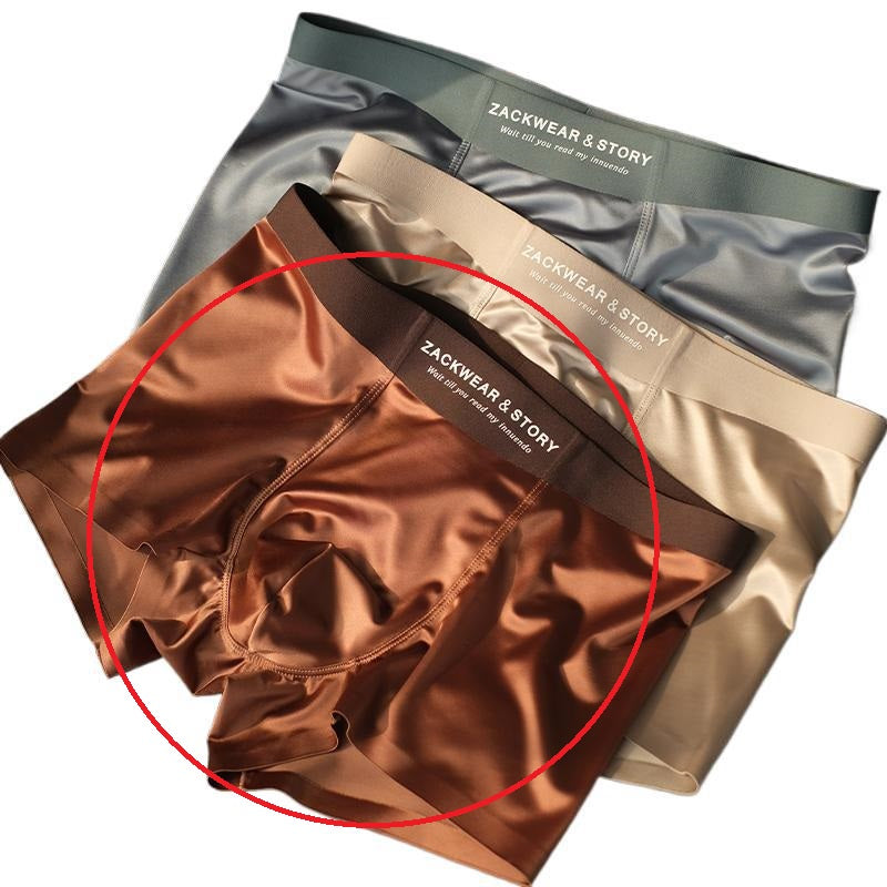 Ropa interior de seda helada de lujo ligero de satén para hombres