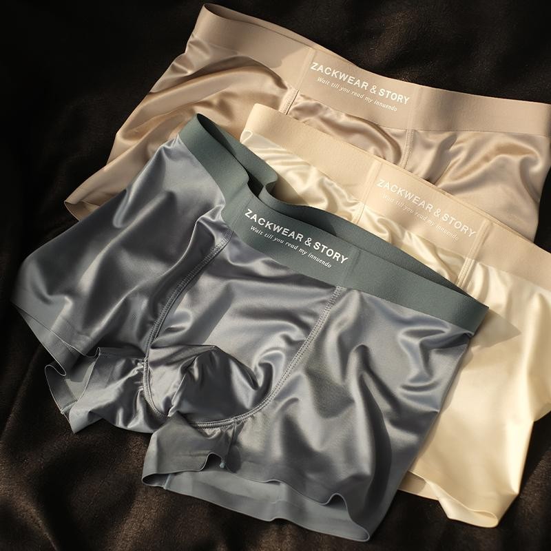 Ropa interior de seda helada de lujo ligero de satén para hombres