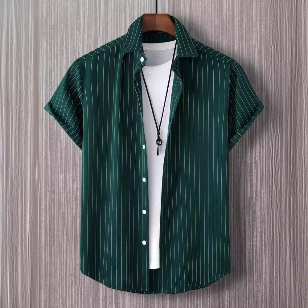 Camisa de hombre a rayas con botones sin camiseta Manfinity Homme